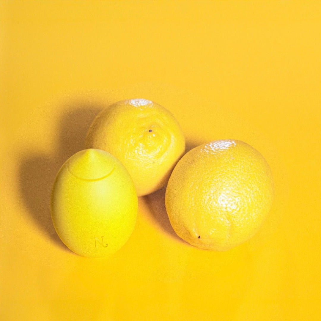 Lemon clitoral vibrator close-up detail shot